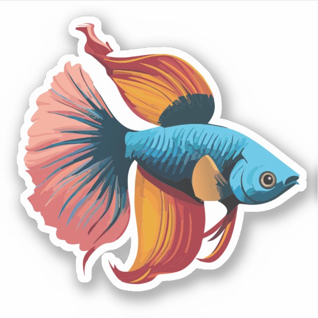 Niedlicher Beta-Fisch-Cartoon Aufkleber (Vorderseite)