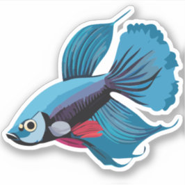 Niedlicher Beta-Fisch-Cartoon Aufkleber