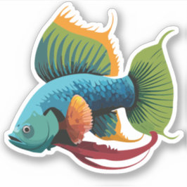 Niedlicher Beta-Fisch-Cartoon Aufkleber