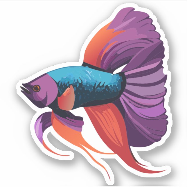 Niedlicher Beta-Fisch-Cartoon Aufkleber (Vorderseite)