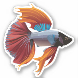 Niedlicher Beta-Fisch-Cartoon Aufkleber