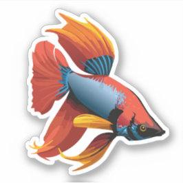 Niedlicher Beta-Fisch-Cartoon Aufkleber