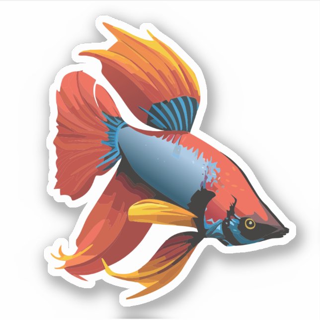 Niedlicher Beta-Fisch-Cartoon Aufkleber (Vorderseite)