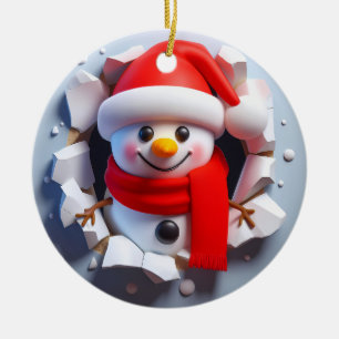Niedlicher bezaubernder Schneemann durch Keramik Ornament