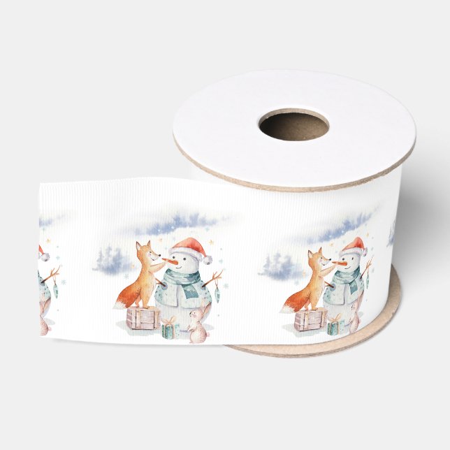 Niedlicher bezaubernder Weihnachtsschneemann & Fox Ripsband (Spule)