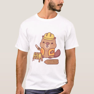 Niedlicher Biberbau Cartoon in Arbeit T-Shirt