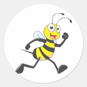 Niedlicher Bienen-Cartoon-laufender Runder Aufkleber