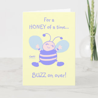 Niedlicher BienenCartoon Cudly Baby First Birthday Einladung