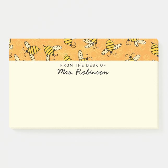 Niedlicher Bienenlehrer aus dem Schreibtisch von 1 Post-it Klebezettel (Vorderseite)