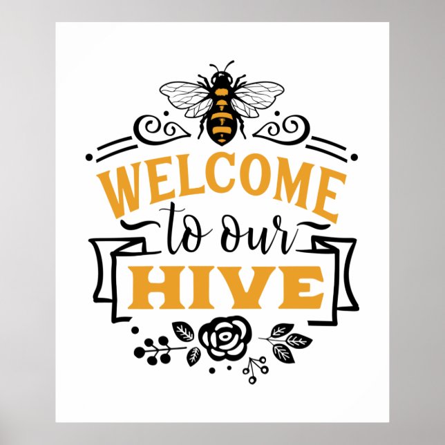 niedlicher Bienenstock Begrüßungswort Kunst Poster (Vorne)