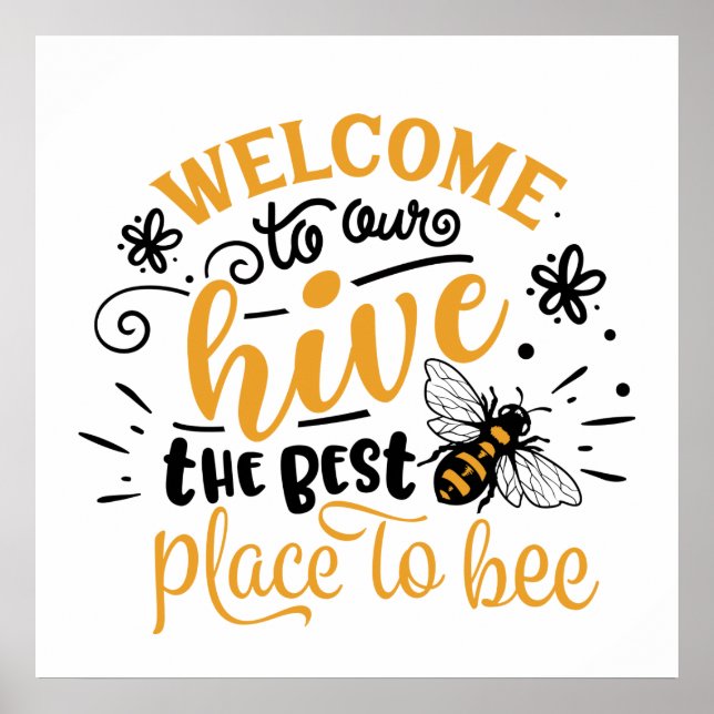 niedlicher Bienenstock Begrüßungswortposter Poster (Vorne)