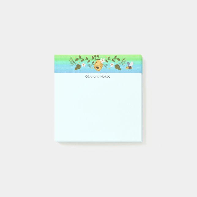 Niedlicher Bienenwabengefälle Personalisierter Nam Post-it Klebezettel (Vorderseite)