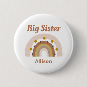 Niedlicher Big Sister Boho Rainbow Personalisiert Button