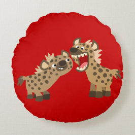 Niedlicher Big Teethed Cartoon Hyenas Rundkissen Rundes Kissen