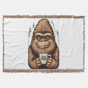 Niedlicher Bigfoot trinkt Kaffee  Lustiger Sasquat Decke