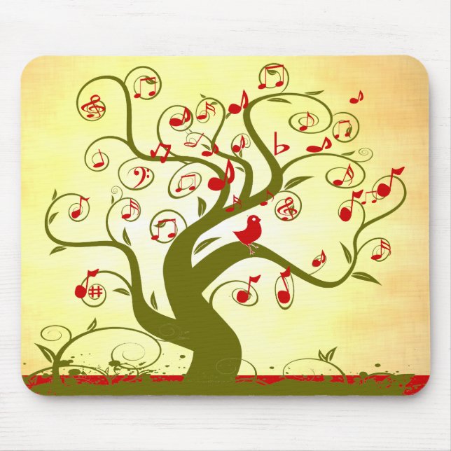 Niedlicher Bird Swirl Tree MousePad (Vorne)
