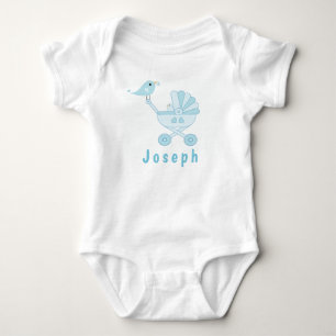 Niedlicher Bird und Baby Carriage Baby Bodysuit Strampler