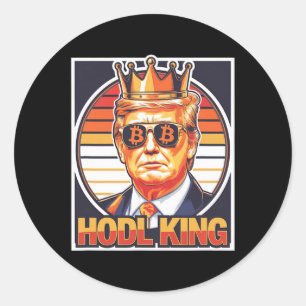 Niedlicher Bitcoin King Trump Crypto Shades Future Runder Aufkleber