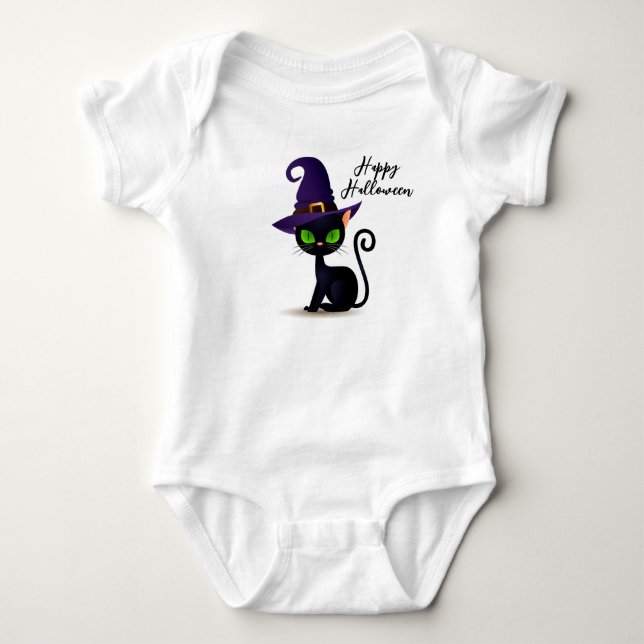 Niedlicher Black Cat Baby Bodysuit Baby Strampler (Vorderseite)