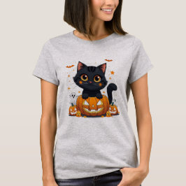 Niedlicher Black Cat Halloween T - Shirt | Kawaii