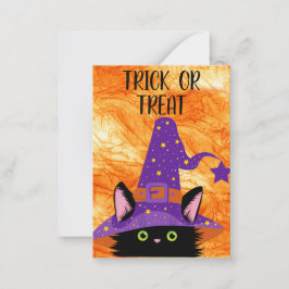 Niedlicher Black Cat Hexenhut Halloween-Klassenzim Mitteilungskarte