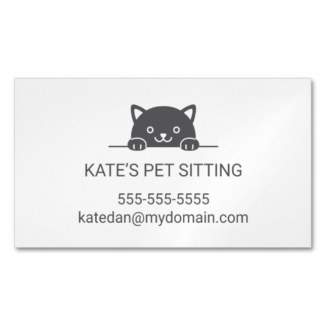Niedlicher Black Cat Peeking Pet Sitting Service 2 Magnetische Visitenkarte (Vorderseite)