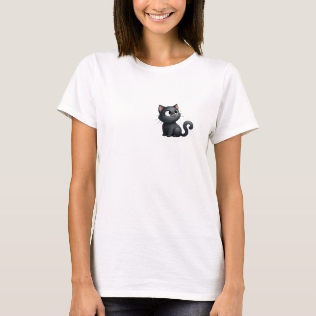 Niedlicher Black Cat T - Shirt (Vorderseite)