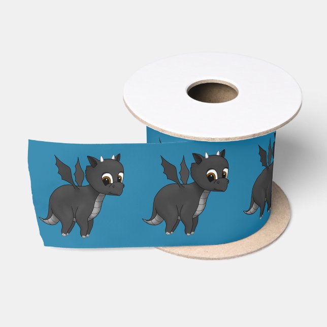 Niedlicher Black Flying Baby Dragon Satinband (Spule)