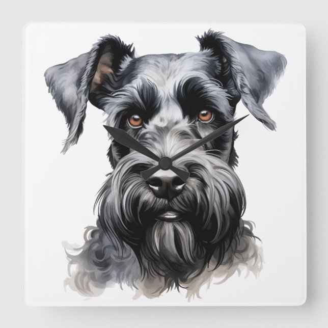 NIEDLICHER BLACK KERRY BLUE TERRIRIER HUND QUADRATISCHE WANDUHR (Vorderseite)