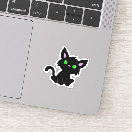 Niedlicher Black Kitty Custom-Cut Vinyl Sticker