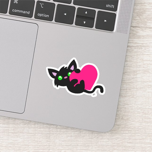 Niedlicher Black Kitty Custom-Cut Vinyl Sticker (Detail)