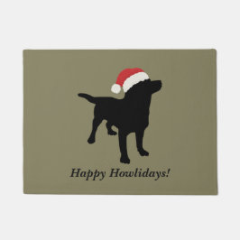Niedlicher Black Lab Hund mit Weihnachts Weihnacht Fußmatte
