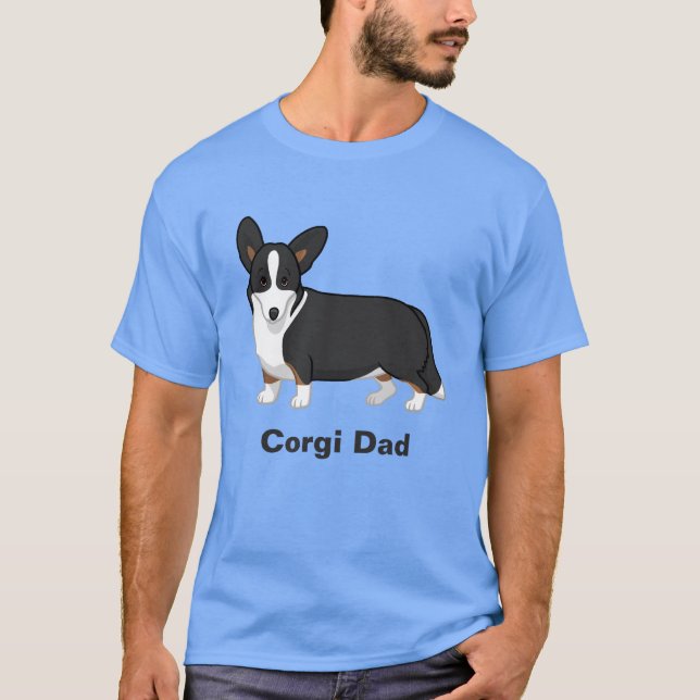 Niedlicher Black Tan Cardigan Welsh Corgi Vater T-Shirt (Vorderseite)