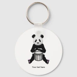 Niedlicher BLack und White Panda Drummer Schlüsselanhänger