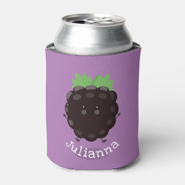 Niedlicher BlackBerry lila Cartoon Dosenkühler (Kanne Vorderseite)
