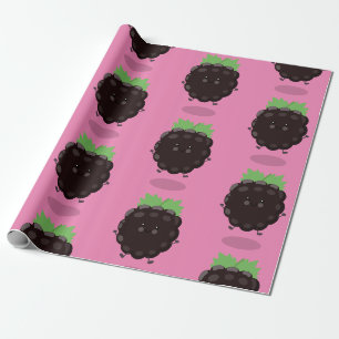 Niedlicher BlackBerry lila Cartoon Geschenkpapier
