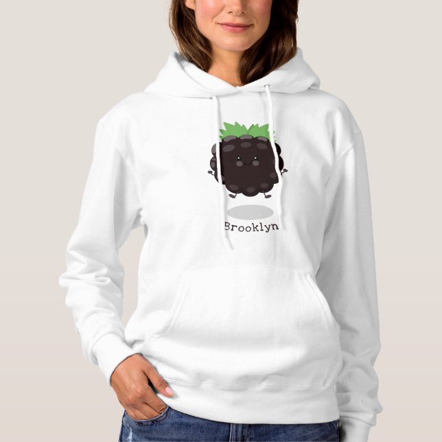 Niedlicher BlackBerry lila Cartoon Hoodie (Vorderseite)