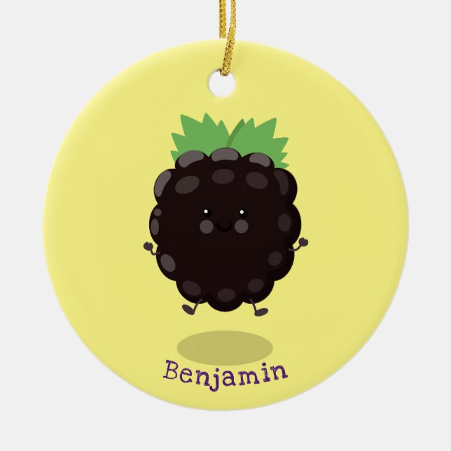 Niedlicher BlackBerry lila Cartoon Keramik Ornament (Vorne)