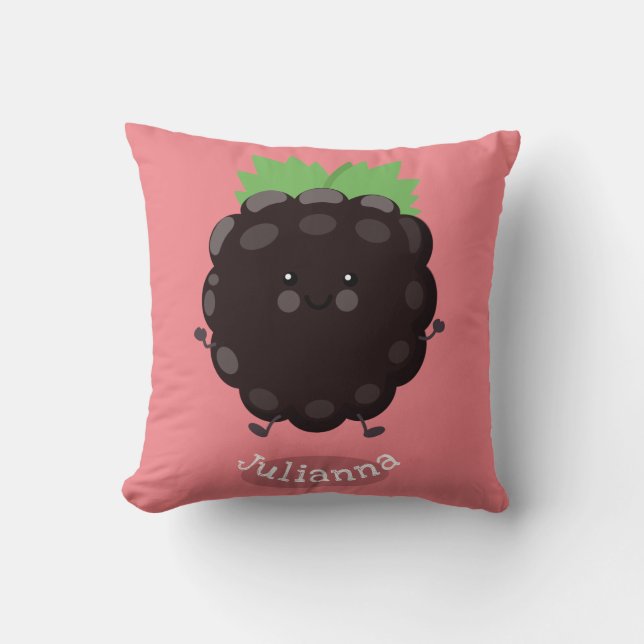 Niedlicher BlackBerry lila Cartoon Kissen (Vorderseite)