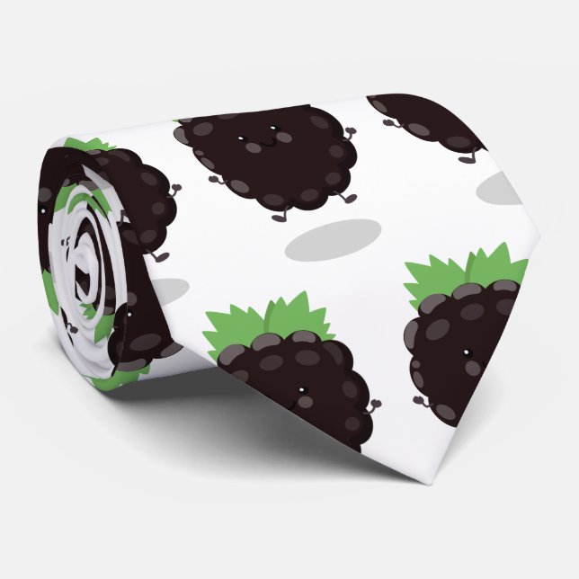 Niedlicher BlackBerry lila Cartoon Krawatte (Gerollt)