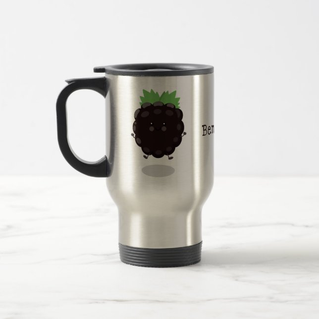 Niedlicher BlackBerry lila Cartoon Reisebecher (Links)
