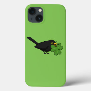 Niedlicher Blackbird mit Kleeblatt Clou Cartoon Case-Mate iPhone Hülle