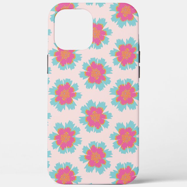 Niedlicher blau-rosa Blume Case-Mate iPhone Hülle (Rückseite)