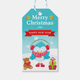 Niedlicher Blaubird in der Weihnachtsmannmütze Wei Geschenkanhänger