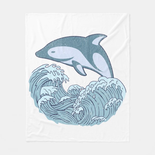 Niedlicher Blaudelphin Fleecedecke (Vorderseite)