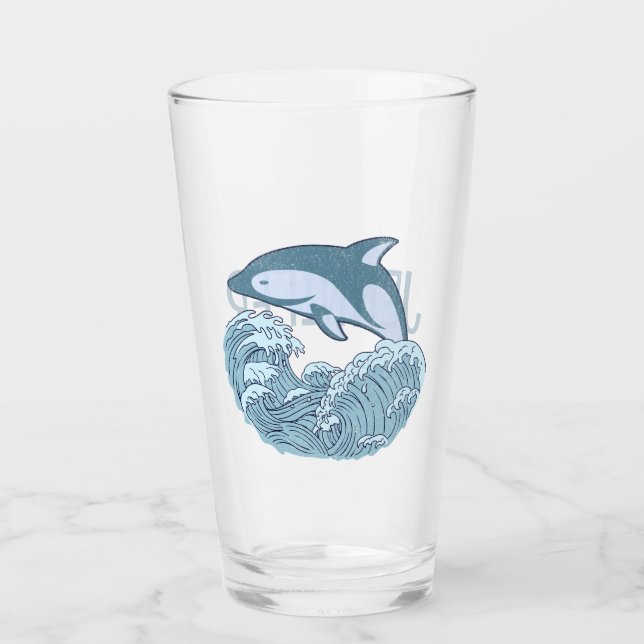 Niedlicher Blaudelphin Glas (Vorderseite)