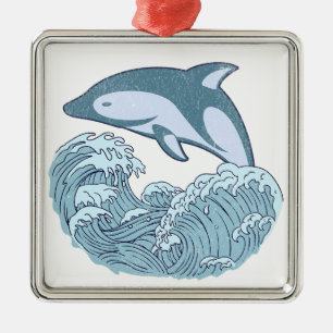 Niedlicher Blaudelphin Ornament Aus Metall