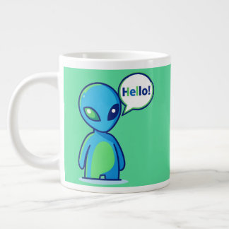 Niedlicher blauer Außerirdischer sagt Hallo Jumbo-Tasse