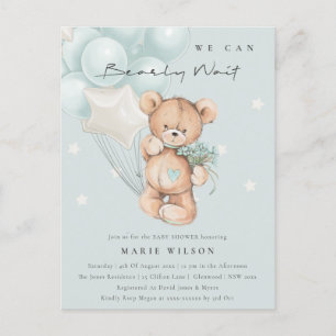 Niedlicher blauer Bär Bearly Wait Balloon Babydusc Postkarte