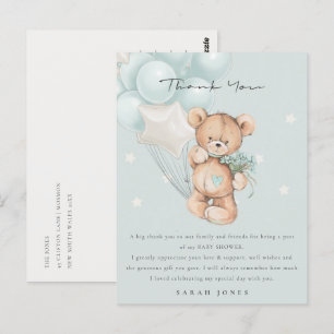 Niedlicher blauer Bär Bearly Wait Balloon Babydusc Postkarte